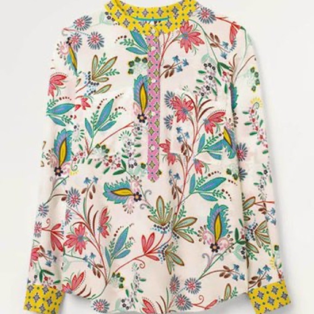 NEW Boden Silk Heritage Floral Blouse Top 8P Petite